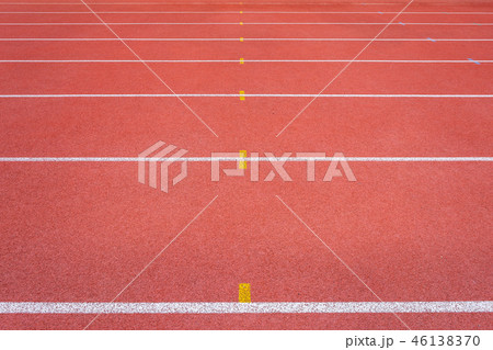 White lines of stadium and texture of running 46138370