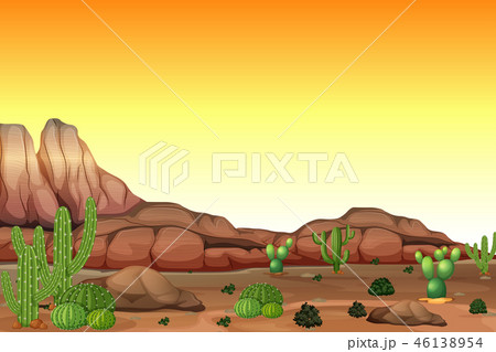 Desert scene at sunset 46138954