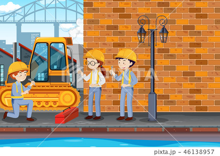 Engineer fixing cart at factory 46138957