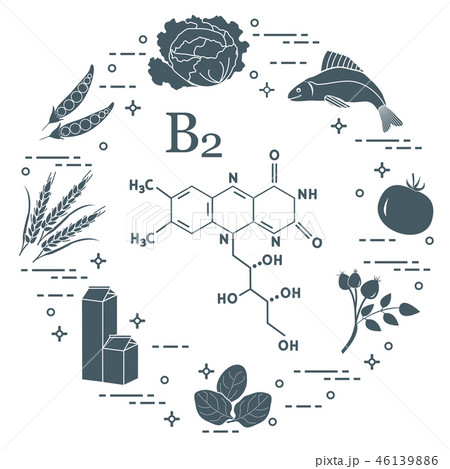 Foods rich in vitamin B2 Fish, peas and other. 46139886