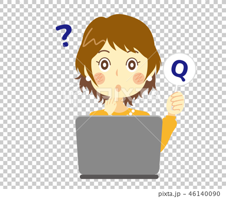 質問する女性 パソコンのイラスト素材