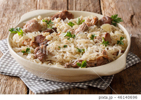 Estonian main course Mulgikapsas cooked pork 46140696