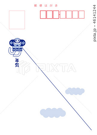 ハガキ はがき 葉書 宛名面 年賀状 奴凧 やっこだこ 凧 たこ タコのイラスト素材