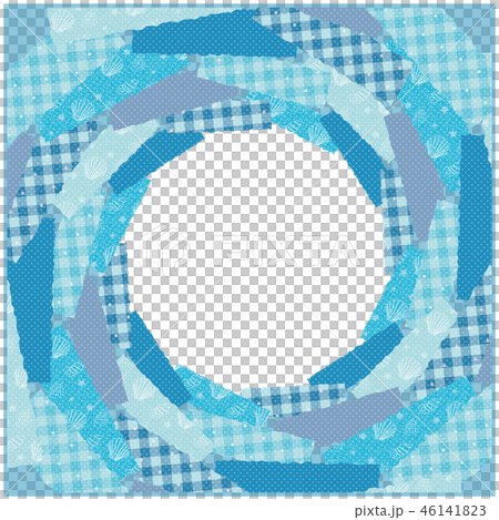 Patchwork fabric frame blue shellfish summer 46141823