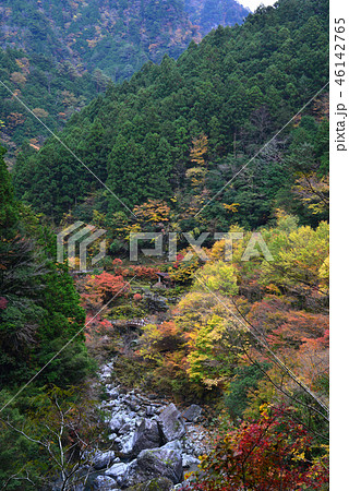 安居渓谷紅葉6 水晶淵 高知県吾川郡仁淀川町 の写真素材