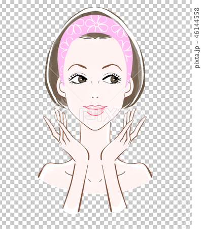 美容お手入れ　美肌両手　目を開けて 46144558