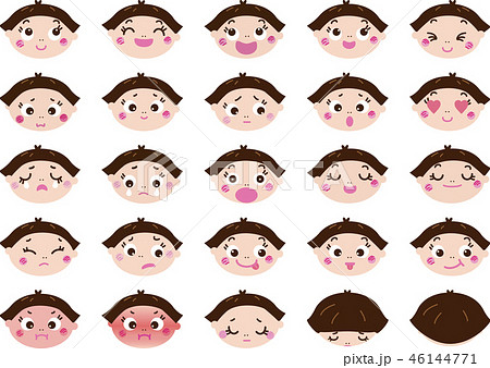 女の子の表情 25種類のイラスト素材