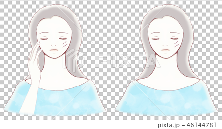 Young woman with closed eyes and scars on the face 46144781