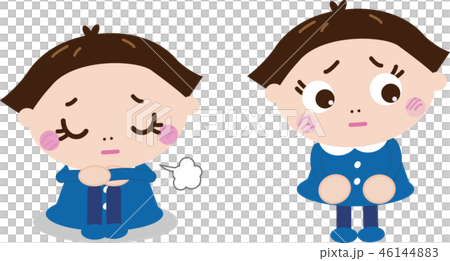 悩み＆不安（青い服の女の子シリーズ７） 46144883