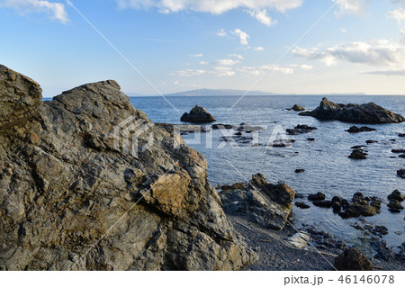 北海道松前町で北海道最南端の白神岬の風景を撮影の写真素材