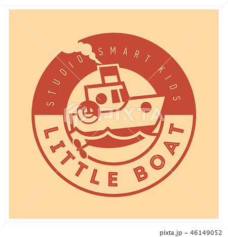 Kids club logo with little boat. Cute kindergarten sign. Kids club logo with little boat. Cute kindergarten sign. 46149052