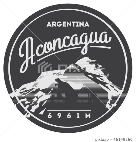 Aconcagua in Andes, Argentina outdoor adventure badge. High mountain illustration. 46149260