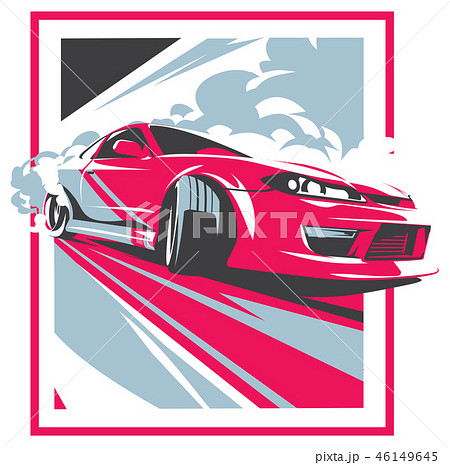 Burnout Car Japanese Drift Sport Jdm Stock Illustration