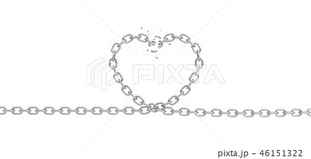 3d rendering of a metal chain laid in a head shape with several links broken. 46151322