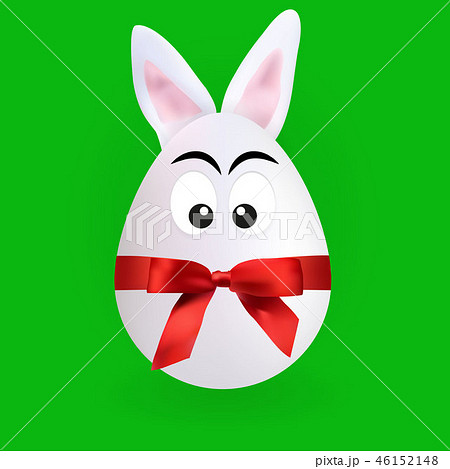 Cute rabbit egg character with green background Cute rabbit egg character with green background 46152148