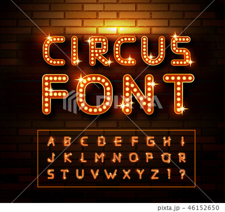Circus marquee fonts on brick wall background. Vector 46152650