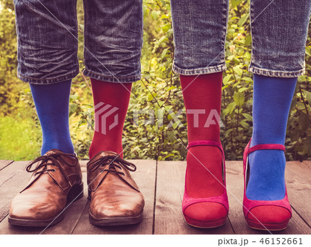 Men's legs in stylish shoes, bright socks Men's legs in stylish shoes, bright socks 46152661