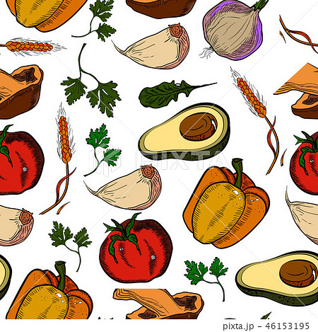 Colored healthy food pattern Colored healthy food pattern 46153195