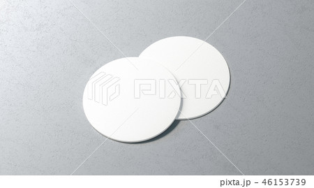 Blank white two beer coasters mockup set on surface 46153739