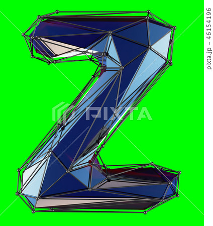 Capital latin letter Z in low poly style blue color isolated on green background Capital latin letter Z in low poly style blue color isolated on green background 46154196