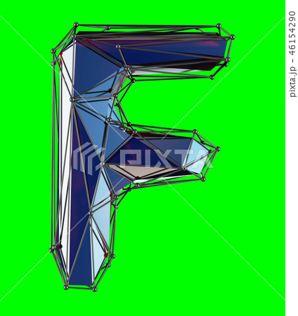 Capital latin letter F in low poly style blue color isolated on green background 46154290