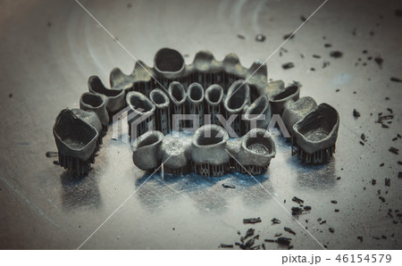 Tooth dental crowns created on 3d printer for metal Tooth dental crowns created on 3d printer for metal 46154579