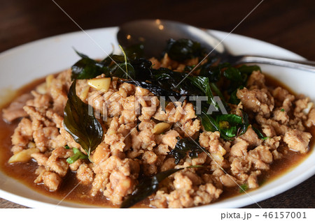 Stir-fried with minced pork and basil Stir-fried with minced pork and basil 46157001
