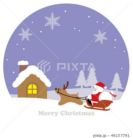 クリスマスの丸い背景 シンプルでフラットなスタイルのイラストのイラスト素材 46157791 Pixta