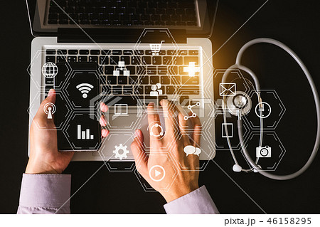 desk work office medical technology concept. desk work office medical technology concept. 46158295