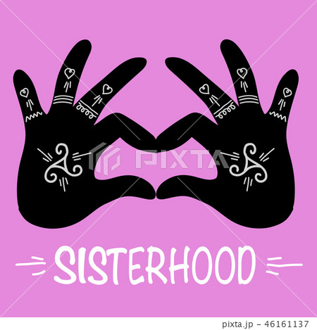 Sisterhood sign two hands with hearts 46161137