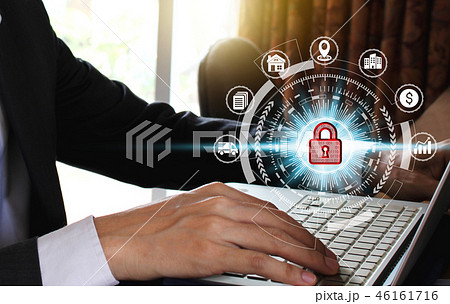 Businessman hand use laptop computer Businessman hand use laptop computer 46161716