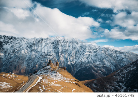 Stepantsminda, Georgia. Famous Gergeti Trinity Tsminda Sameba Ch 46161748