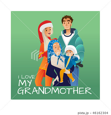 Vector cartoon big family character hugging winter Vector cartoon big family character hugging winter 46162304