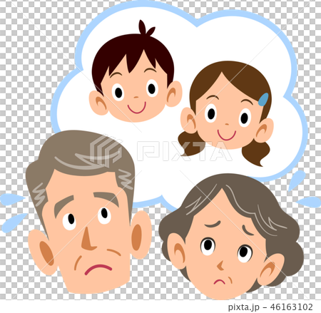 Senior couple suffering from grandchildren Senior couple suffering from grandchildren 46163102