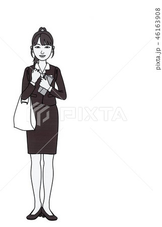 レジ袋を持ったol a モノクロ のイラスト素材 レジ袋を持ったol a モノクロ のイラスト素材