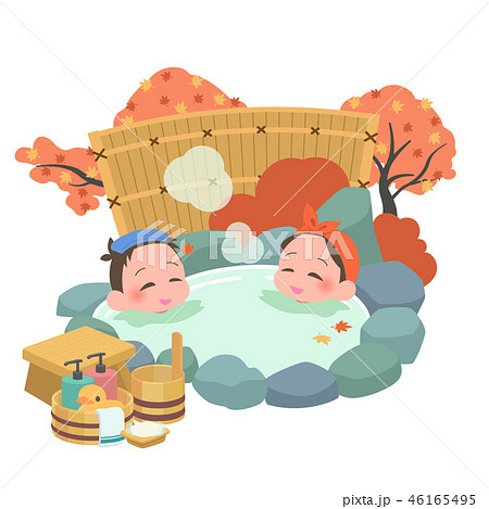 露天風呂　混浴　男女　秋 46165495