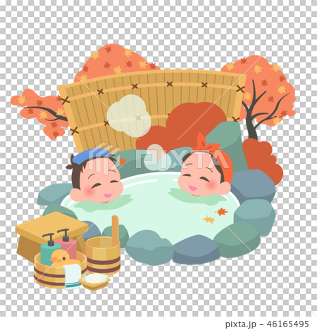 露天風呂　混浴　男女　秋 46165495