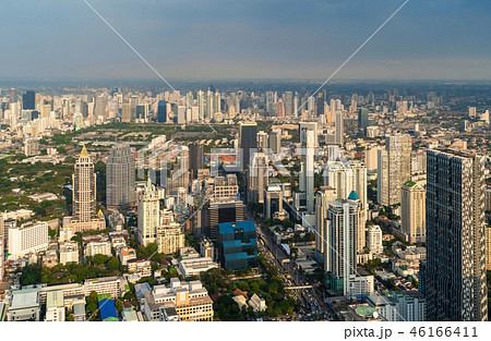Aerial view of Lumpini park, Sathorn, Bangkok Downtown. Financia 46166411