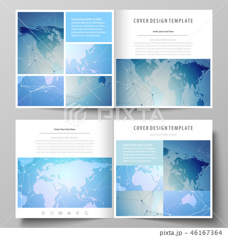 The minimalistic vector illustration of the editable layout of two covers templates for square 46167364