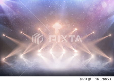 Professional hockey stadium. Beautiful empty winter background and empty ice rink with lights Professional hockey stadium. Beautiful empty winter background and empty ice rink with lights 46170053