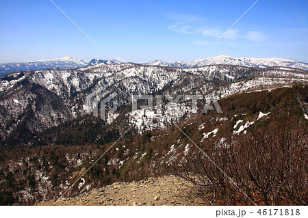 春の手稲山から見る札幌周辺の山並み 46171818