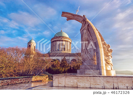 Statue of King S. Stephen and basilica Esztergom Statue of King S. Stephen and basilica Esztergom 46172326