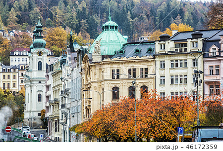 Karlovy Vary with Church of Saint Mary Magdalene Karlovy Vary with Church of Saint Mary Magdalene 46172359