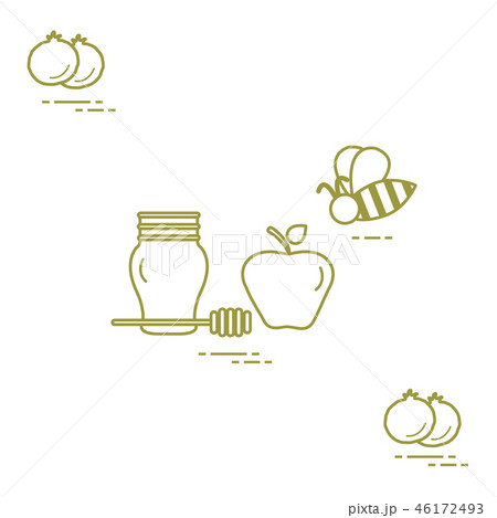 Apple in honey in Rosh Hashanah, pomegranate, bee 46172493