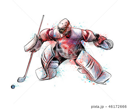 Abstract Hockey Goalkeeper From Splash Of のイラスト素材