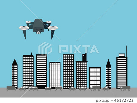ドローン 近未来のテクノロジーのイメージ のイラスト素材