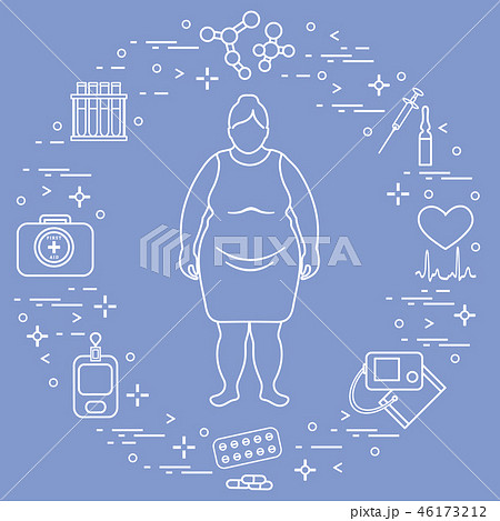 Fat woman, medical devices, tools and medicines 46173212