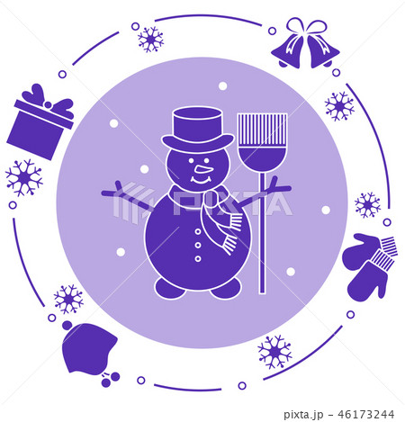 Snowman, gift, rings, mittens, children's hat 46173244