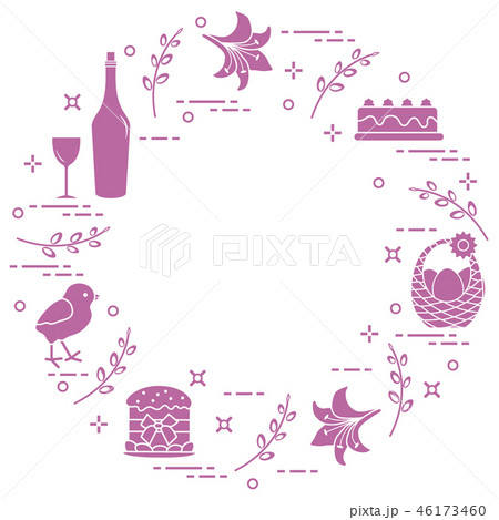 Different Easter symbols arranged in a circle: Different Easter symbols arranged in a circle: 46173460