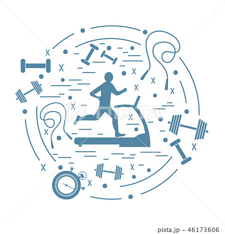 the man jogging on a treadmill and different kinds 46173606